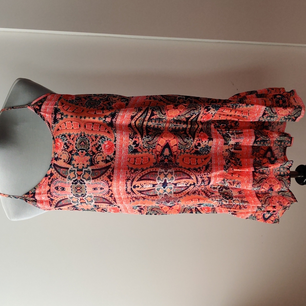 Peach Pink Paisley Frock Dress Size M